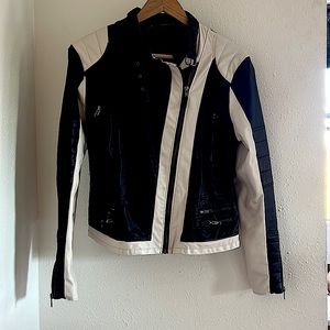 Blank NYC racer moto jacket with colorblocking